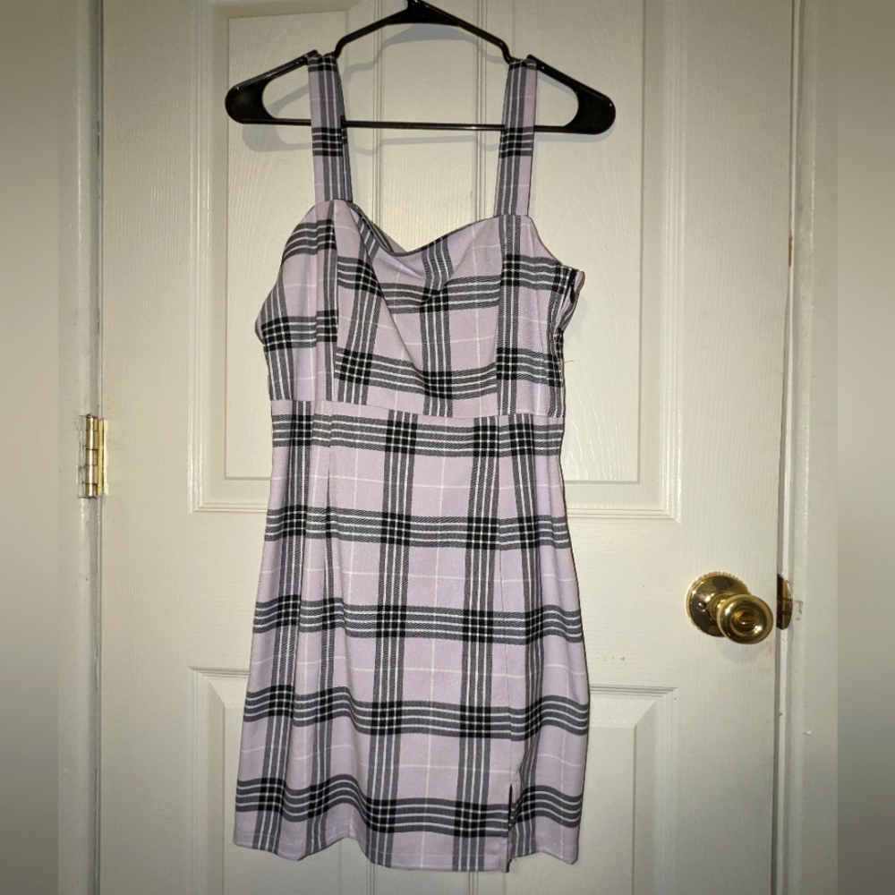 H&M lavender plaid dress